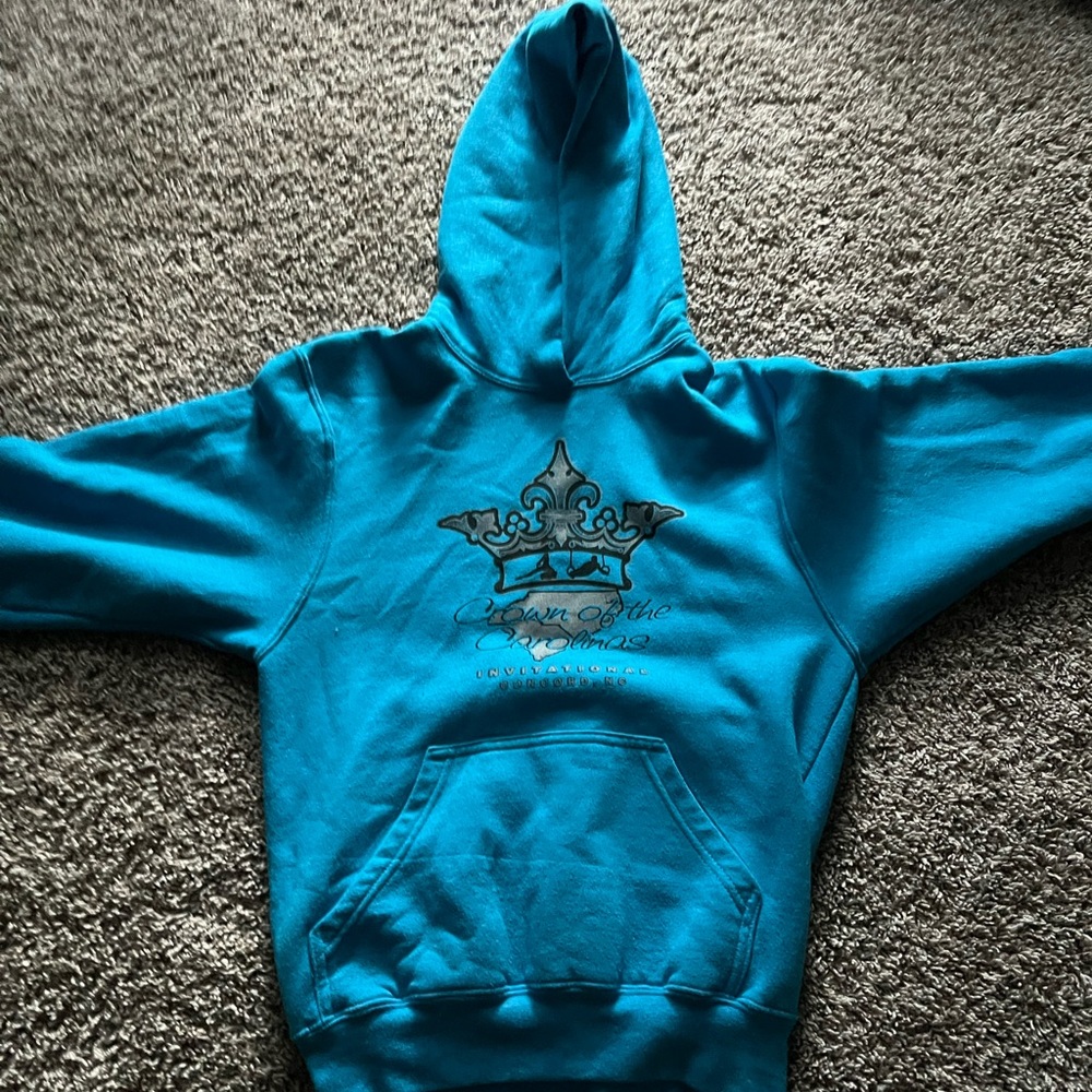 Blue gymnastics competition hoodie